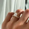 Alyans Jovovasmile Real 2.5 Karat Emerald Kesme Düğün 2 Yüzük Setleri ile Ring Band ile 14K Katı Altın Güzel Takı 231204