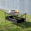 Camp Furniture Table d'extérieur pliante 1 pièce avec sac de transport rectangulaire en aluminium léger enroulable pour pique-nique en camping barbecue sur la plage
