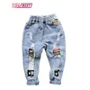 Jeans garçons mode trou enfants cylindre droit décontracté printemps automne Style coréen taille élastique enfants 3 8Ys pantalon 231204