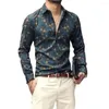 Camicie eleganti da uomo Camicia vintage da uomo con stampa floreale casual con colletto rovesciato chiusura a bottoni vestibilità slim morbida e traspirante per uomo