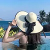 Wide Brim Hats Bucket Hats Women Summer Beach Travel Straw Hat Korean Seaside Big Hat Brim Sunblock Sunshade Holiday Foldable Fashion Big Cool Hat 231202