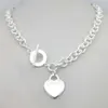 Sterling Silber 925 klassische Mode Herz Tag Anhänger Damen Halskette Schmuck Urlaub Geschenk 210929216J