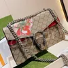 Bolsa Dionysus Mini Carteira Pequena Corrente Deslizante Dionysuss Bolsa de Ombro Lona de Couro Bolsa Feminina Fecho de Aba com Cristais Bolsa Feminina Crossbody