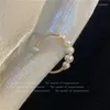 Cluster Rings Handmade Brass Wound Freshwater Pearl Open Ring Jewelry Wholesale