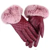 Gants sans doigts mode femmes chaud épais en cuir hiver élégant dames marque mitaines taille libre avec fourrure de lapin femme 231204