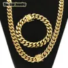 Wysokiej jakości zestawy biżuterii ze stali nierdzewnej 18K Gold Smok Sragon zatrzask Kubańskie Naszyjnik Bracelet do męskiego łańcucha krawężnika 1258Y