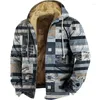 Men's Hoodies Zipper Winter Fleece Parka Coat Vintage Patchwork Shabby Style Jacket Sweatshirts Outerwear Hooded Zip-up Overcoat