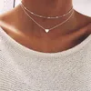 Hänghalsband flera lager Tiny Small Heart Moon Choker Halsband för kvinnor Guldfärg Kort kedja krage smycken gåvapender261w