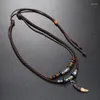 Pendant Necklaces Men's Bohemia Tooth Leather Beaded Weaved Necklace Christmas Gift Jewelry Statement Adjustable