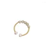 Cluster Rings Handmade Brass Wound Freshwater Pearl Open Ring Jewelry Wholesale