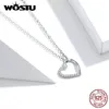 Hängen Wostu Real 925 Sterling Silver The Shape of Love Heart Necklace betyder för alltid för kvinnor som gör modesmycken CQN347