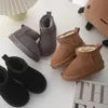 Botas crianças inverno neve bebê vaca camurça superior quente com grosso pelúcia meninos meninas alta top para tempo frio 231204