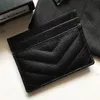 Elegant svart kaviar plånbok lady varumärke korthållare mode kvinnliga kreditkort väska mini lädervinge262f