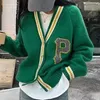 Sweter damski z drukowanym literą Sweter SWEAT SWETER PREPPY STYNY LUSE BUTTONY UP Knit Casual Jacket 2023 Autumn Winter 231202