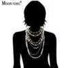 Boncuklu kolyeler moon kız çok katmanlı simüle edilmiş inciler zincir uzun moda ifade, kadın moda mücevherleri için 221102274z