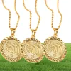 Women Men039s Faith Solid Gold GF 24K Yellow Chain Round Shape Pendant Jewelry 196quot Classic Muslim Whole4621989