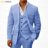 Men's Suits Brown Linen For Men 3 Pieces Formal Business Blazer Vest Pants Set Slim Fit Wedding Tuxedos Casual Jackets