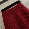 Rokken Lente Herfst Gebreide Fishtail Rok Elastische Taille Plaid A-lijn Ruche Slanke Heup Wrap Temperament Elegante Dameskleding