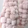 Scarves 2023 Winter Real Rabbit Fur Pom Scarf Fashion Warm Women Thick Genuine Rabbit Fur Ball Scarves Female Neck Warmer J231204