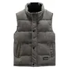 Men's Vests Single-breasted Vest Windproof Warm Coat With Stand Collar Pockets For Fall Winter Sleeveless Thickened Padded Neck