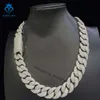 Nya processsmycken 18mm 925 Silver Ice Out Mossinate Diamond Cuban Chain Necklace Men rostfritt stållänk