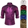 Chemises décontractées pour hommes Luxe Purple Gilding Paisley pour hommes à manches longues Social Prom Party Vêtements Bouton Down Collier Robe formelle Chemise