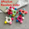 Accessori per capelli 5 pezzi/lotto corde per palline per bambini invernali calde fasce elastiche colorate a contrasto copricapo per ragazze in peluche carino