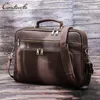 Briefcases CONTACT'S Men's Laptop Briefcase Bag Genuine Leather Handbag for 16" Laptop Vintage Shoulder bag Business Male Messenger Bags 231204
