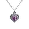 Urna Naszyjnik Purple Birthstone Wing Serce Wiselant Memorial Ash Peepsake Cremation Biżuteria stal nierdzewna z torbą prezentową i łańcuch319p