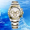 Roles Clean Factory Dayton Watch 4130 Кварцевый механизм Сапфировые наручные часы Мужские полностью водонепроницаемые пары со складной пряжкой Бизнес Золото