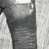 بنطلون جينز للرجال 23SS الموضة الصيفية الأرجواني العلامة التجارية عالية الجودة غسلها سراويل قديمة ممزق