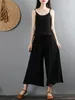 Pantalon femme grande taille pantalon à jambes larges pour femme 2023 automne femme robe classique droite Baggy coton lin Capri