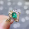 CoLife Sieraden 925 zilveren smaragdgroene ring voor feest 0,4ct natuurlijke smaragdgroene zilveren sieraden zilveren smaragdgroene ring Ring Edelsteenring