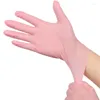 Gants jetables en Nitrile gratuit, Non stériles, pour nettoyage des aliments, paquet de 100, poudre de beauté pour Salon de beauté, Latex rose pour cuisine domestique