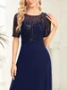 Abiti da festa XUIBOL Elegante maniche corte con paillettes Abito da sera formale Donne di lusso Chiffon Nero Sirena Matrimonio Maxi Prom