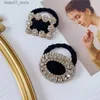 Headwear Hair Accessories Barock Full Rhinestone Hair Ties Fashion Accessories Women Rhinestone Round Rubber Band Ponyil Hår Rope Elastic Scrunchies Q231204