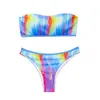 Swimsuit Bikini Tube Top 2024 New Rainbow Bright Beach Swimsuit Cross-border Single-selling Generation High Waist