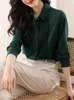 Women's Blouses 2023 High Quality Chic Accordion Pleated Blouse Women Long Sleeve Office Lady OL White Shirts Korean Vintage Tops Blusas