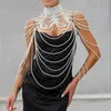 Women Pearl Shawl Necklaces Body Chain Sexy Beaded Collar Shoulder Pearl Bra Top Sweater Chain Wedding Dress Body Jewelry 2112143472