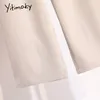 Women's Pants Yitimoky 2023 Suits For Women High Waist Back Elastic Band Office Lady Casual Black Beige Wide Leg Straight Work Trousers