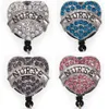 10 datorer mycket Hela nyckelringar Crystal Rhinestone Heart Form Nurse Name Card Badges Holder för tillbehör280v