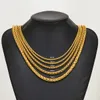 Pendant Necklaces Thickness 3mm4mm5mm6mm7mm Gold Color Wheat Braided Stainless Steel Necklace Link Classic Curb Chain for Men Women Jewelry 231204