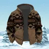 Men's Hoodies Warm Hoodie 2023 Winter Zip Up For Men Fleece Hood Jacket Clothing Tribal Traditional Print Sweatshirts Holiday Outerwear