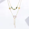 Naszyjniki wiszące mody Perły damski naszyjnik w kształcie serca perły zielone kryształowy ashlar szyi w łańcuch biżuterii