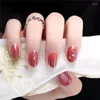 False Nails 24ppcs Japanese Style Full Cover Fake Nail 3D Star Moon Rivet Black Red Blooming Color Short Cartoon Art Tips