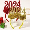 2024 Nieuwjaar Decor Meisjes Haar Hoepel Ster Glitter Klatergoud Hoofdtooi Nummer Christmas Party Hoofdbanden Voor Creatieve Foto Props