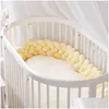 Sängkläder sätter 2m baby stötfångare säng flätning knut kudde kudde fast färg för spädbarn spjälsäng protektor barnsäng rum dekor droppfartyg leverans barn dhr23