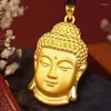 Anhänger vergoldet echte 24K Gold Halskette Tathagata Buddha Kopf Anhänger Porträt männliche und weibliche Accessoires 999 18K Schmuck