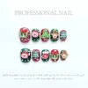 Kunstnagels Handgemaakt Schattig Kerstpers op nagels Kort Kawaii Sneeuwvlokboom Moose Design Herbruikbare volledige dekking nageltips Cartoon nepnagels 231204