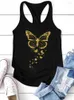 Tanks Femmes Seeyoushy Golden Butterfly Print Funny Femmes Débardeurs Mode Loose Vest 90's Femme Summer Tee Shirt Femme Vêtements